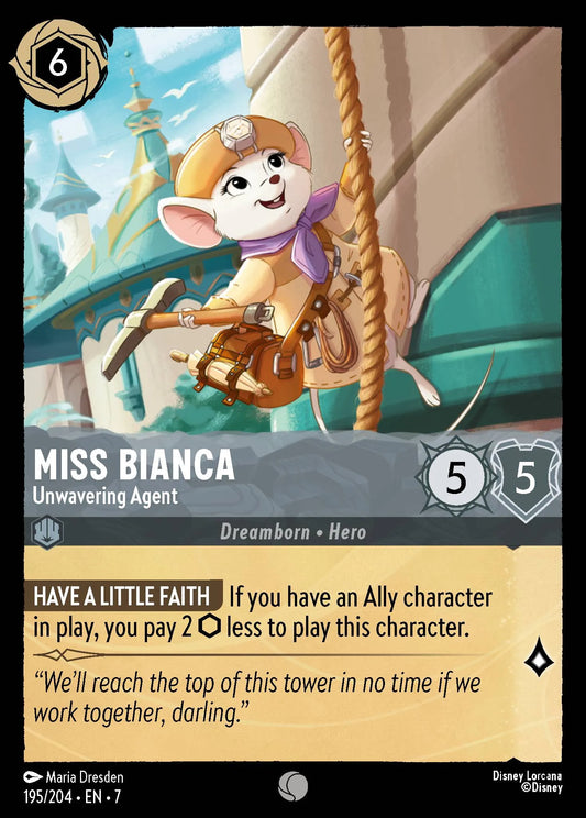(195/204) Lorcana Archazia's Island Single: Miss Bianca - Unwavering Agent  Common