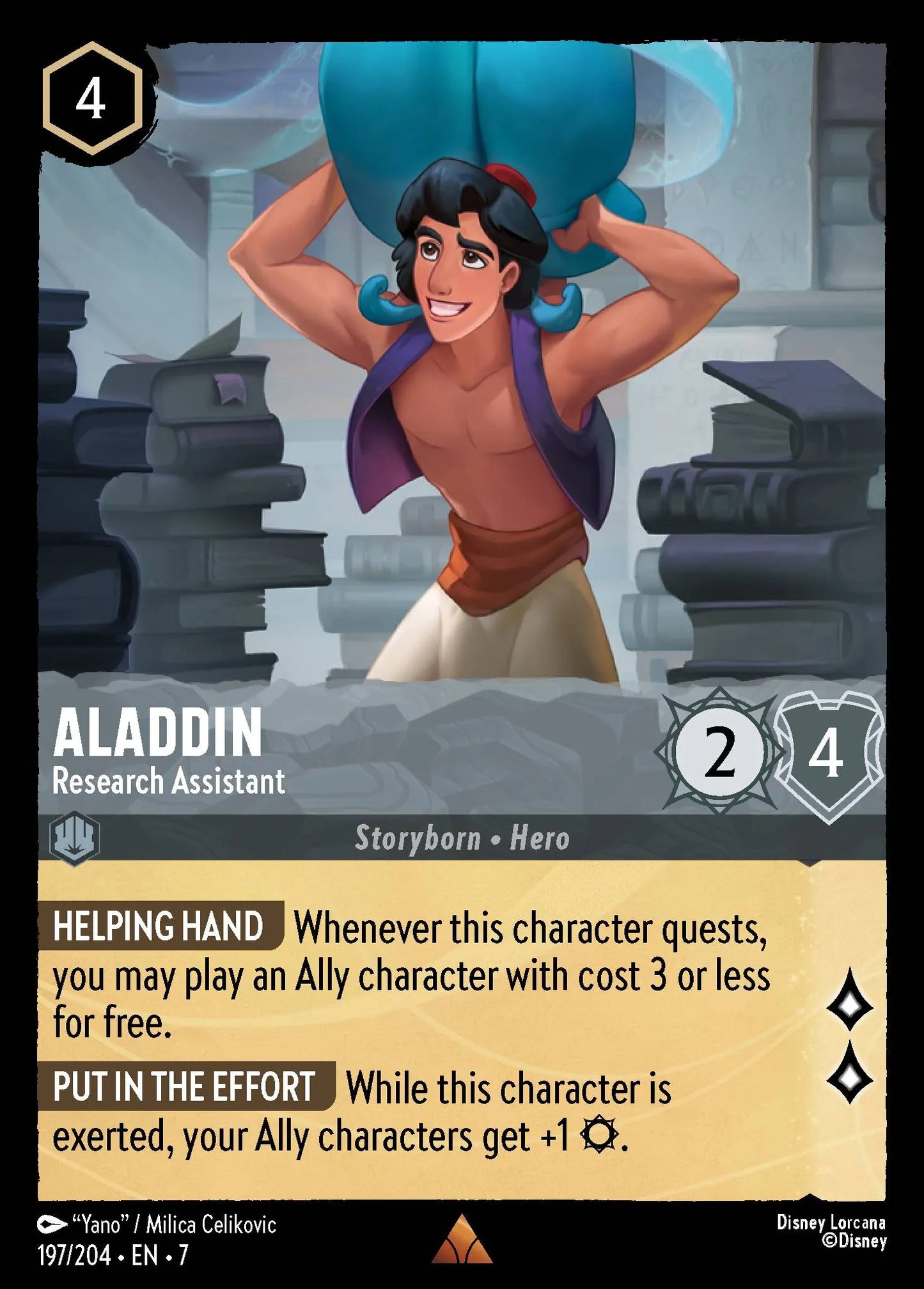 (197/204) Lorcana Archazia's Island Single: Aladdin - Research Assistant  Rare