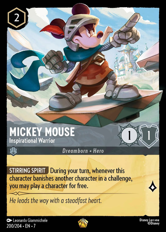 (200/204) Lorcana Archazia's Island Single: Mickey Mouse - Inspirational Warrior (V.1)  Legendary