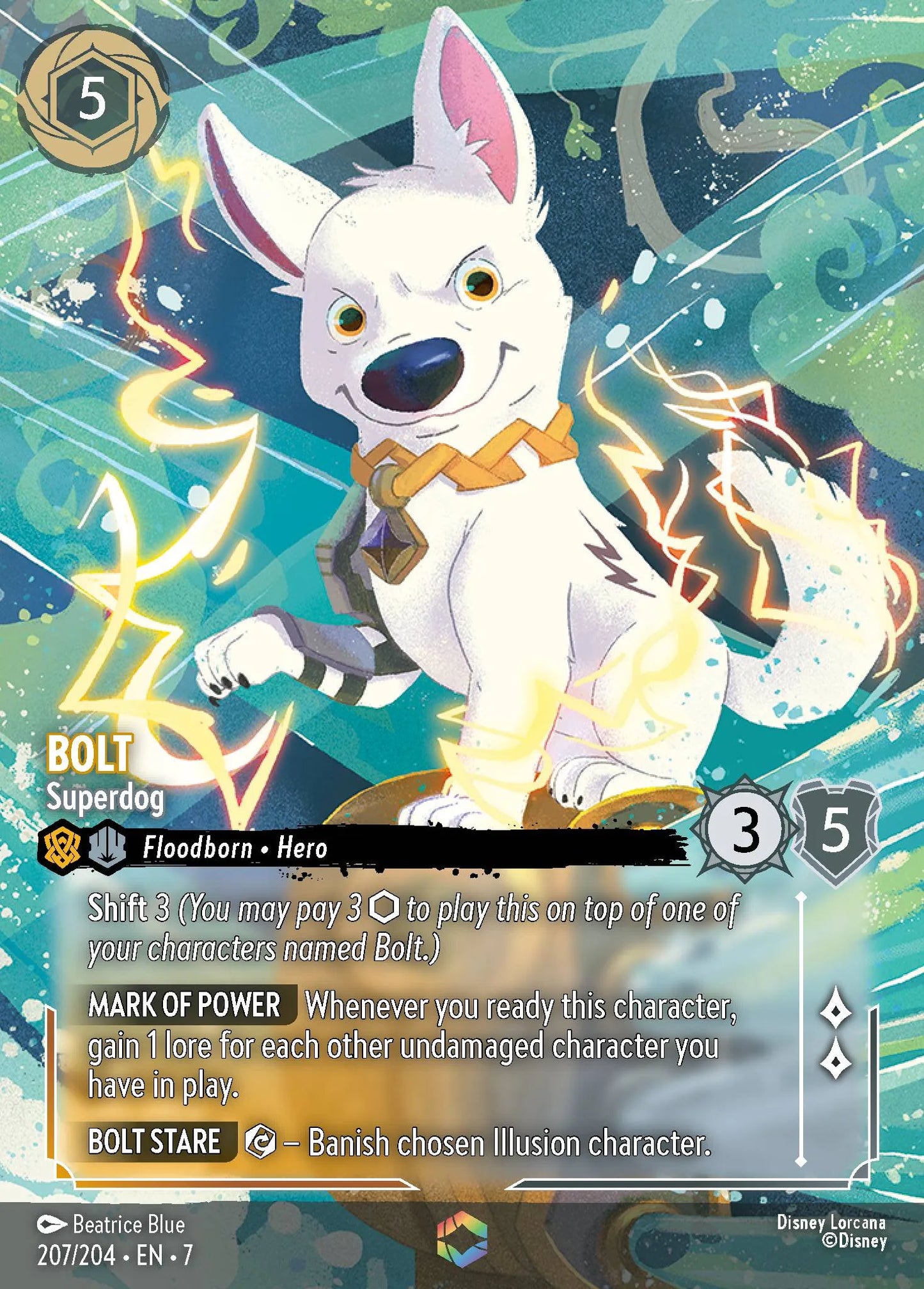 (207/204) Lorcana Archazia's Island Single: Bolt - Superdog (V.2)  Enchanted