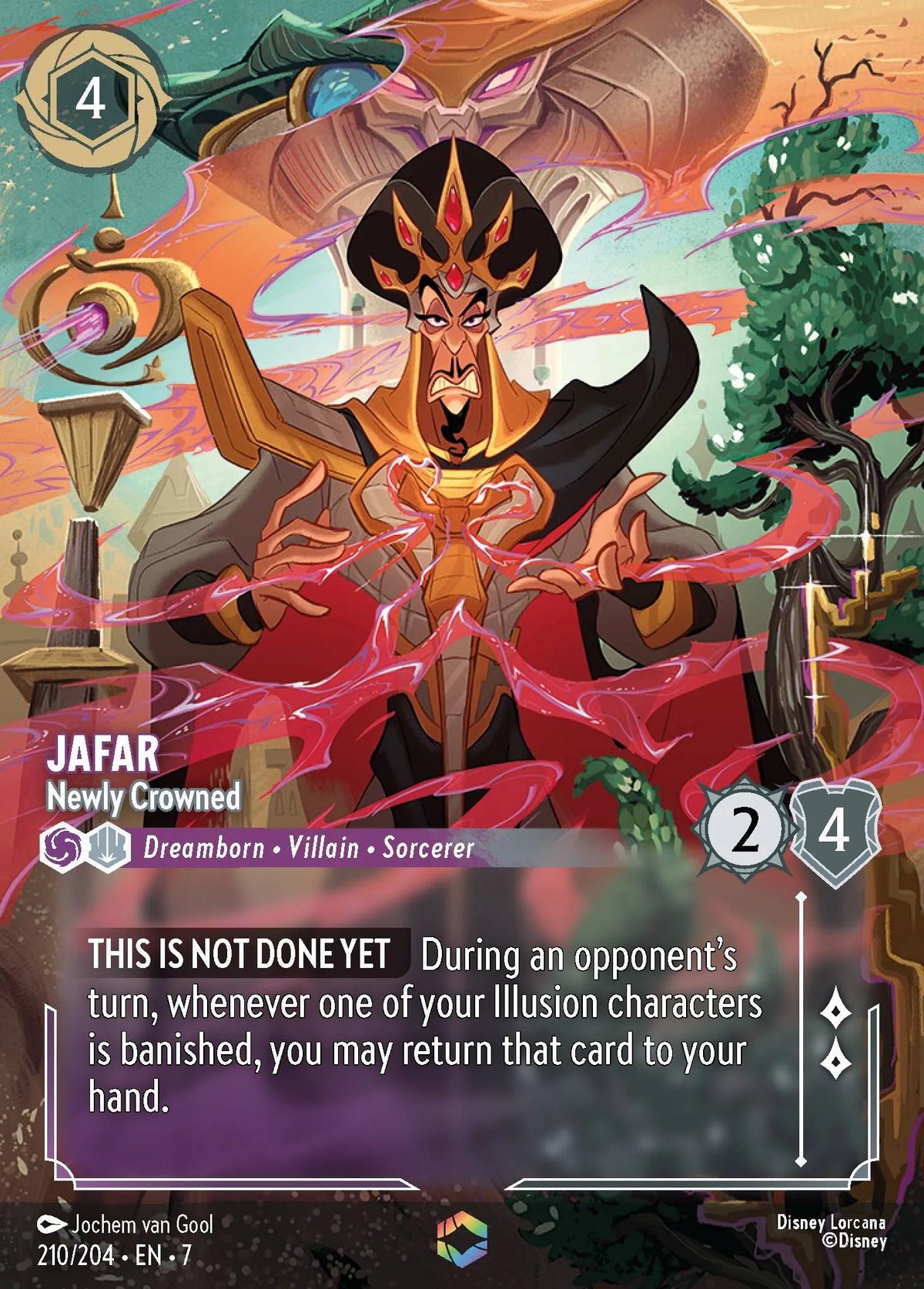 (210/204) Lorcana Archazia's Island Single: Jafar - Newly Crowned (V.2) Holo Enchanted