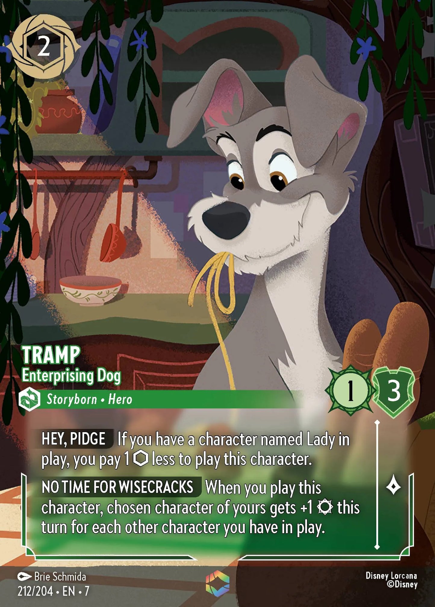 (212/204) Lorcana Archazia's Island Single: Tramp - Enterprising Dog (V.2) Holo Enchanted