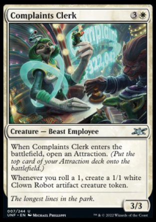 (007) Magic The Gathering Unfinity Single: Complaints Clerk Holo Uncommon