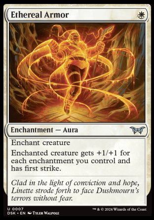 (007) Magic The Gathering Duskmourn: House of Horror Single: Ethereal Armor Holo Uncommon