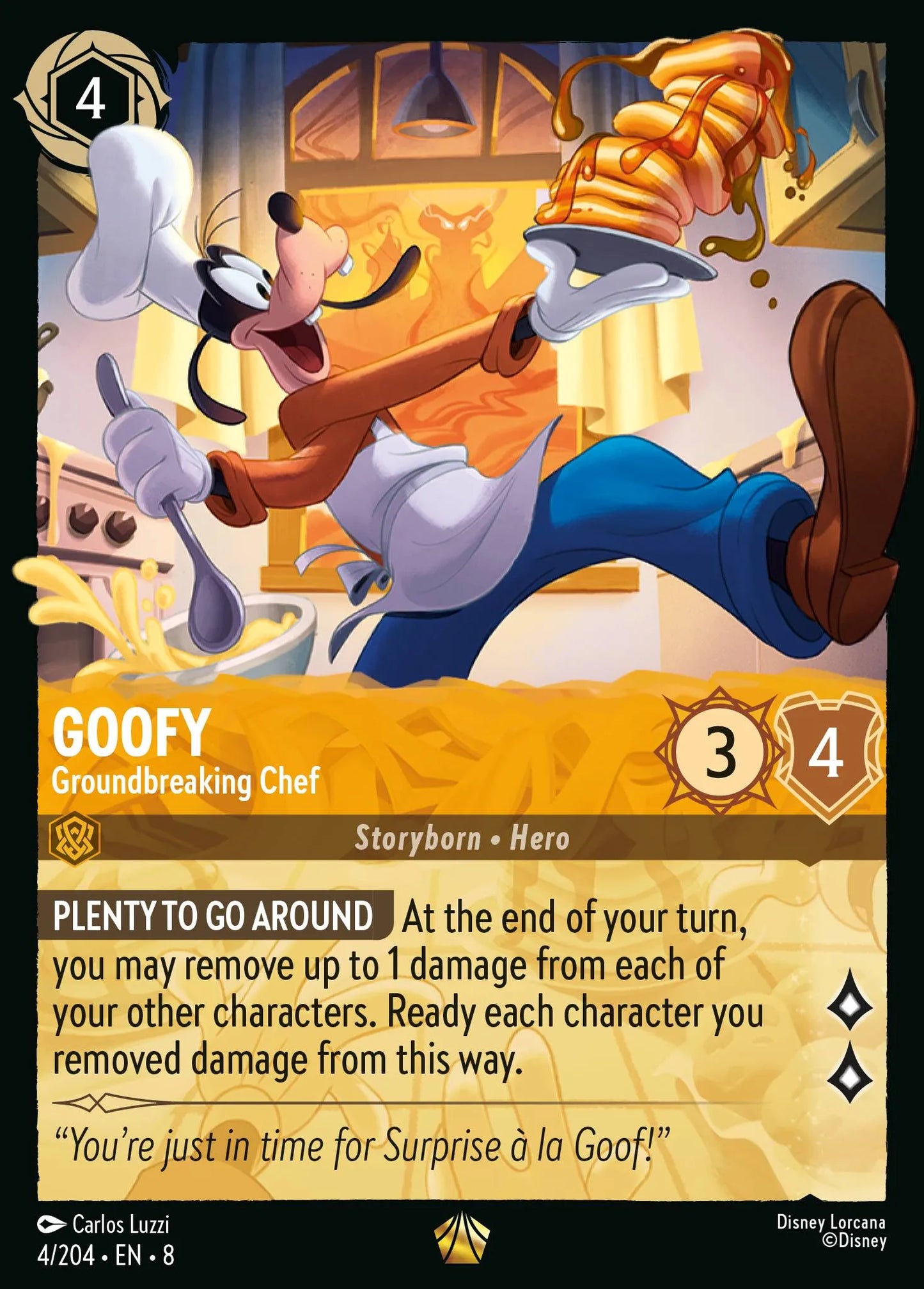 (004/204) Lorcana Reign of Jafar Single: Goofy - Groundbreaking Chef (V.1) Holo Legendary
