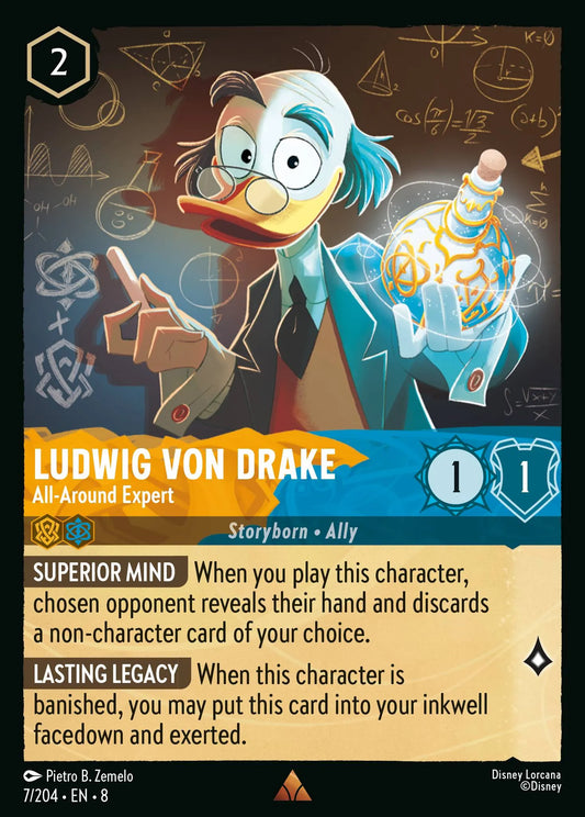 (007/204) Lorcana Reign of Jafar Single: Ludwig Von Drake - All-Around Expert Holo Rare