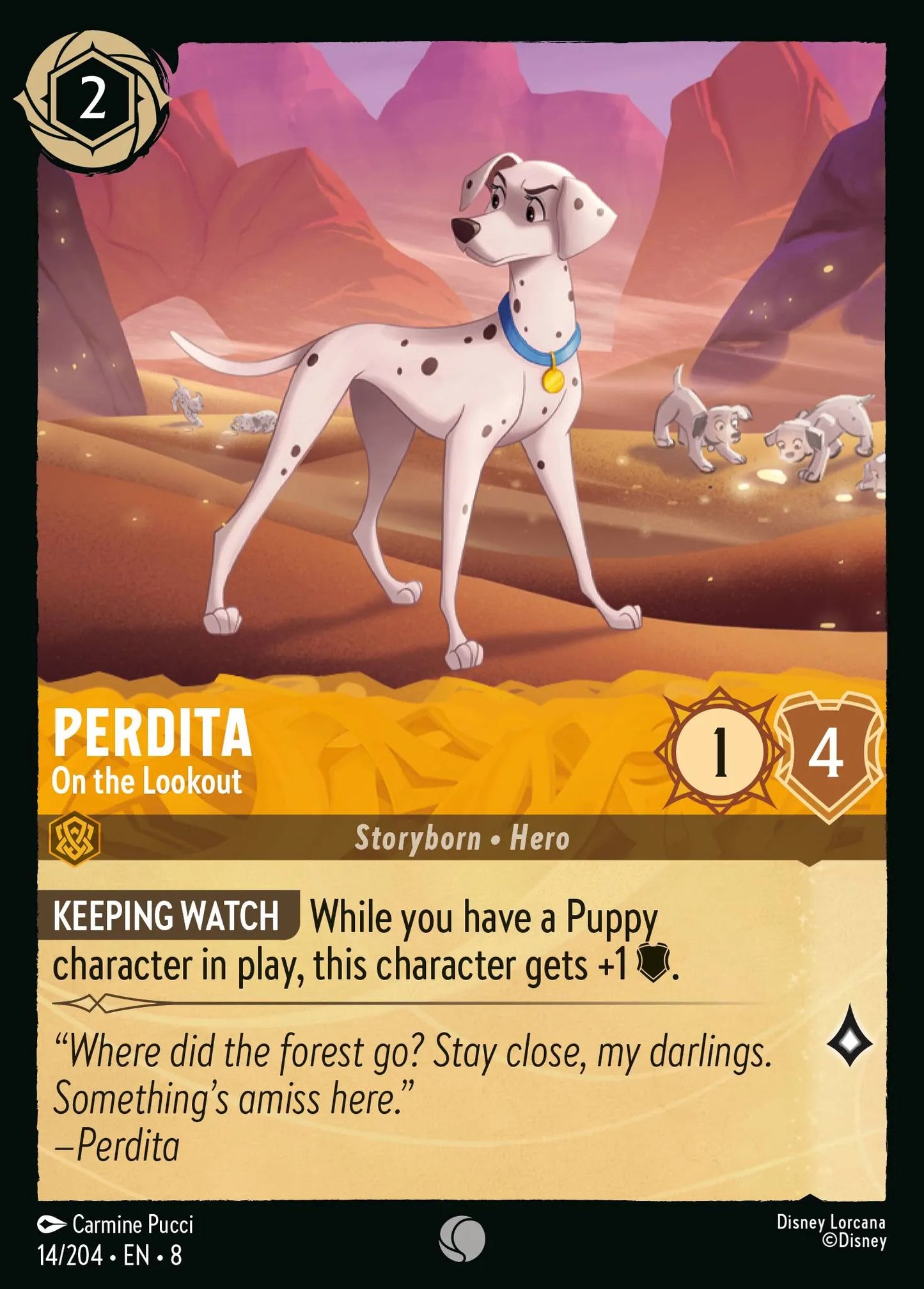 (014/204) Lorcana Reign of Jafar Single: Perdita - On the Lookout  Common