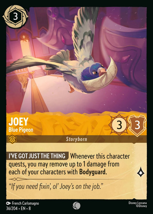(036/204) Lorcana Reign of Jafar Single: Joey - Blue Pigeon Holo Common