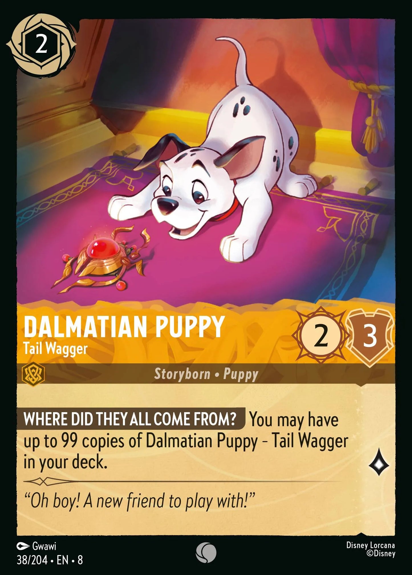 (038/204) Lorcana Reign of Jafar Single: Dalmatian Puppy - Tail Wagger Holo Common