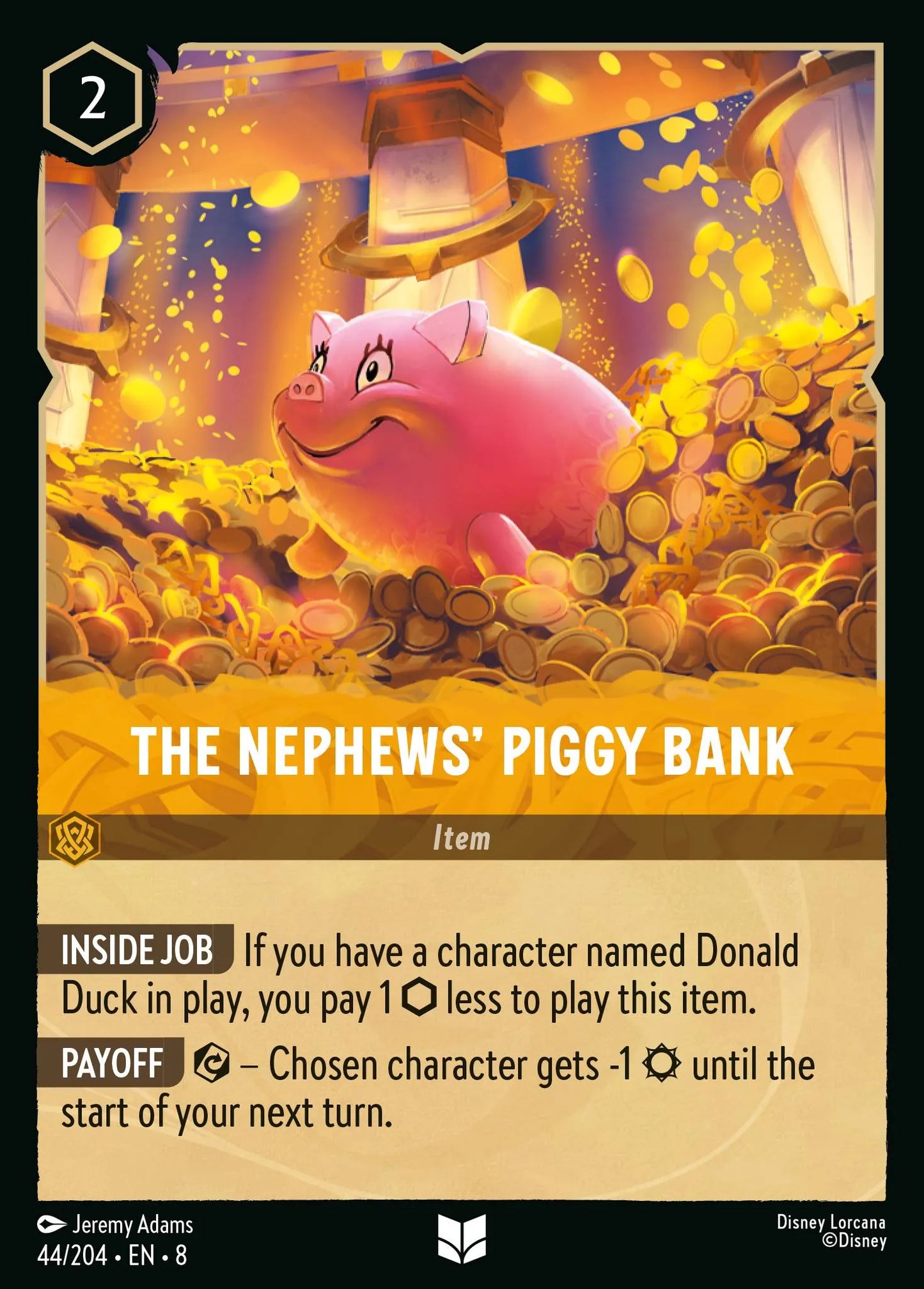 (044/204) Lorcana Reign of Jafar Single: The Nephews' Piggy Bank Holo Uncommon