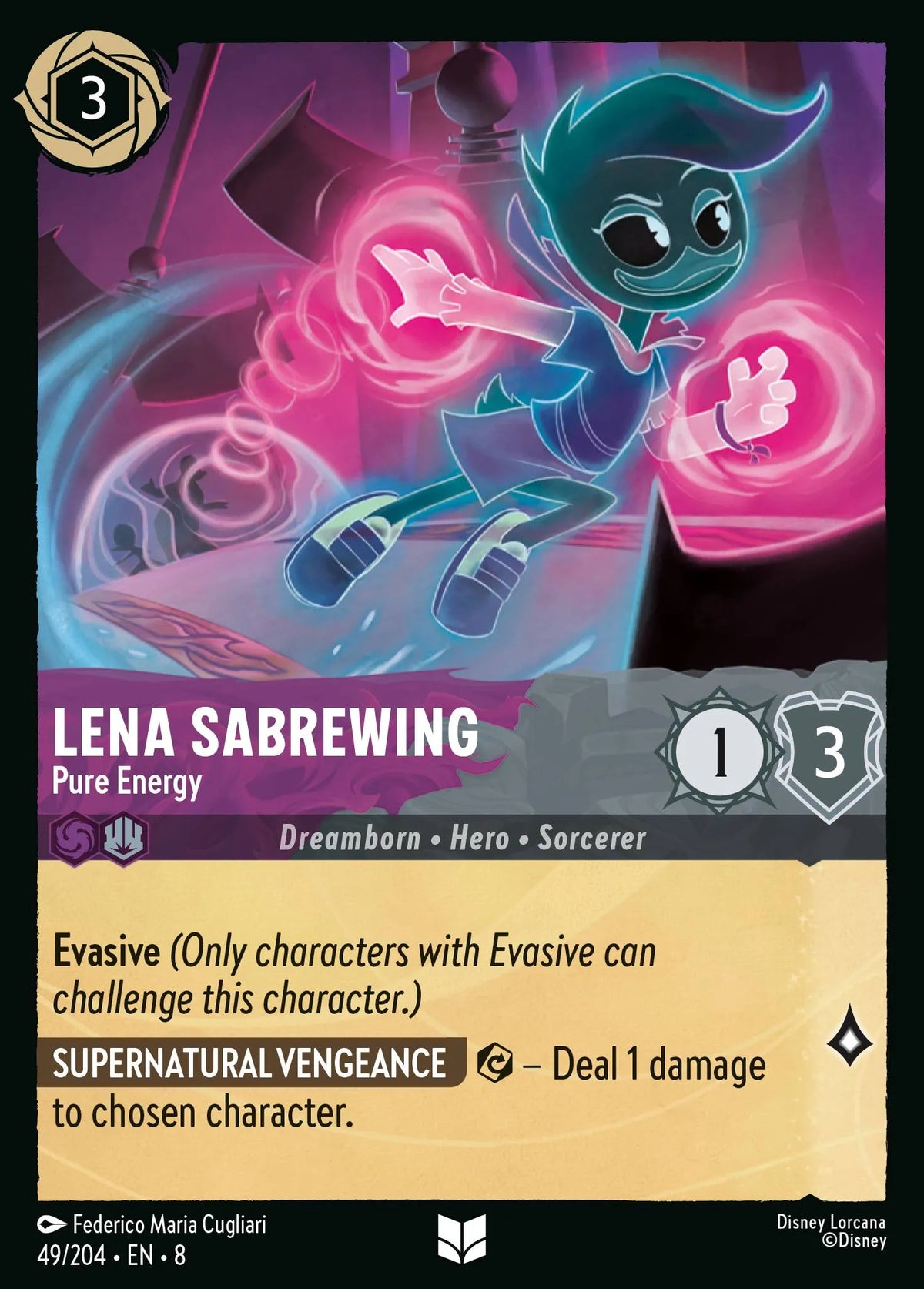 (049/204) Lorcana Reign of Jafar Single: Lena Sabrewing - Pure Energy  Uncommon