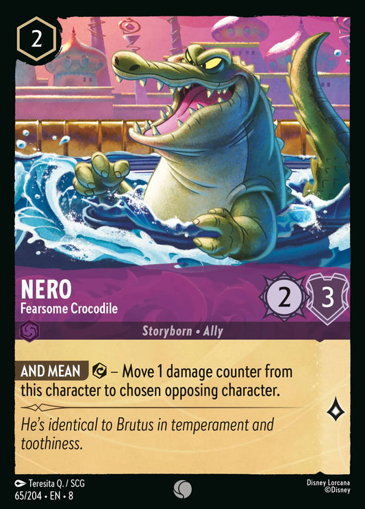 (065/204) Lorcana Reign of Jafar Single: Nero - Fearsome Crocodile (V.1) Holo Common
