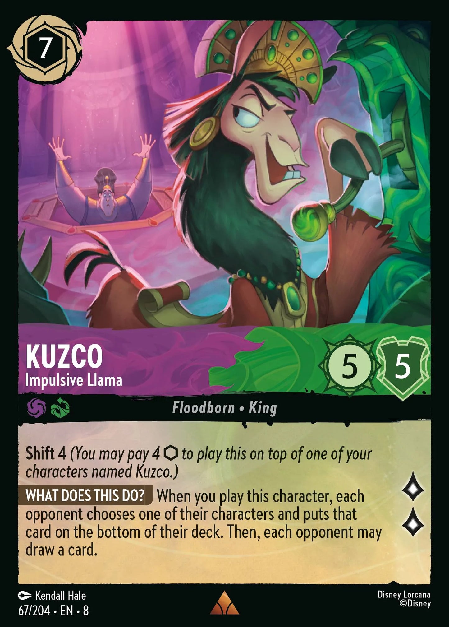 (067/204) Lorcana Reign of Jafar Single: Kuzco - Impulsive Llama (V.1) Holo Rare