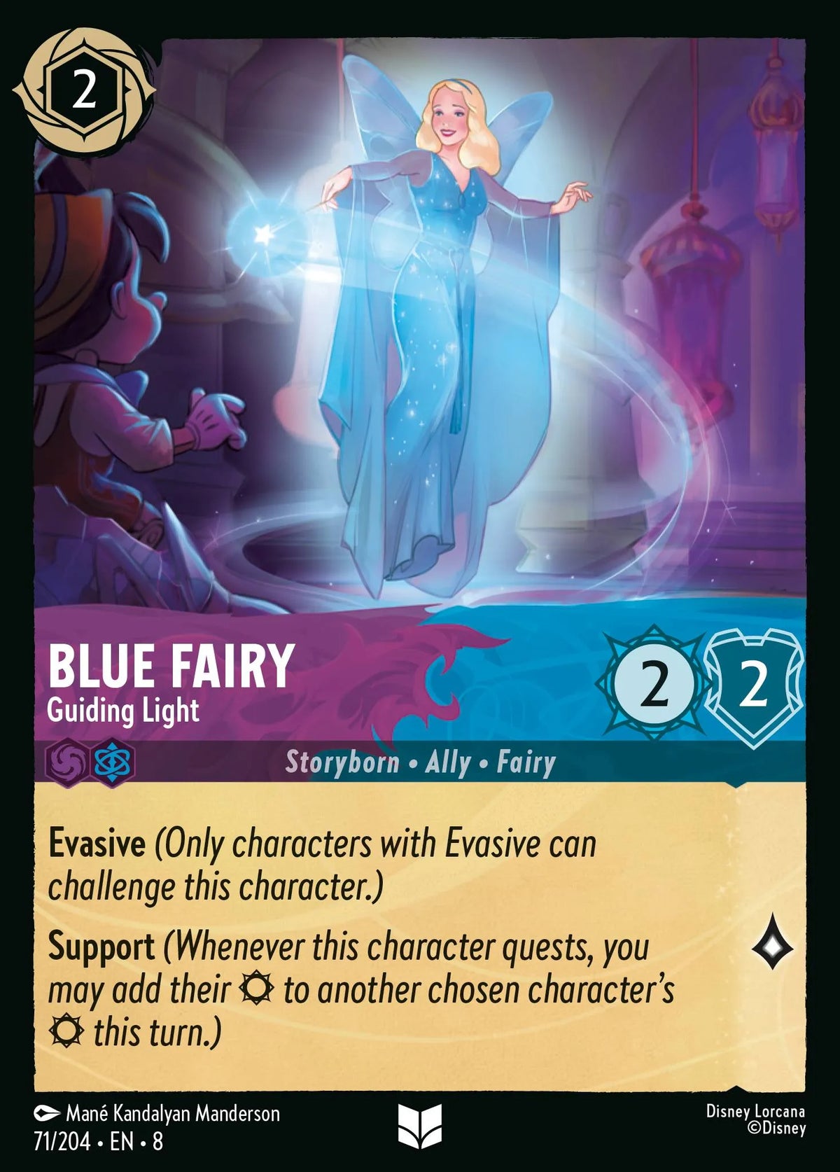 (071/204) Lorcana Reign of Jafar Single: Blue Fairy - Guiding Light Holo Uncommon