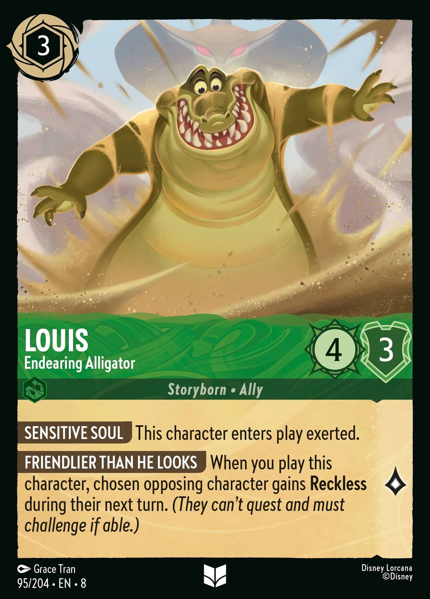 (095/204) Lorcana Reign of Jafar Single: Louis - Endearing Alligator Holo Uncommon
