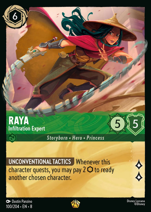 (100/204) Lorcana Reign of Jafar Single: Raya - Infiltration Expert Holo Legendary