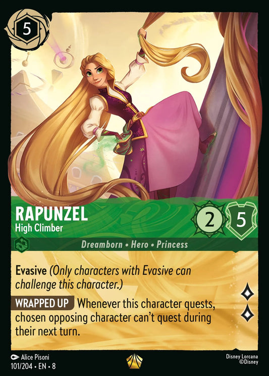 (101/204) Lorcana Reign of Jafar Single: Rapunzel - High Climber (V.1) Holo Legendary