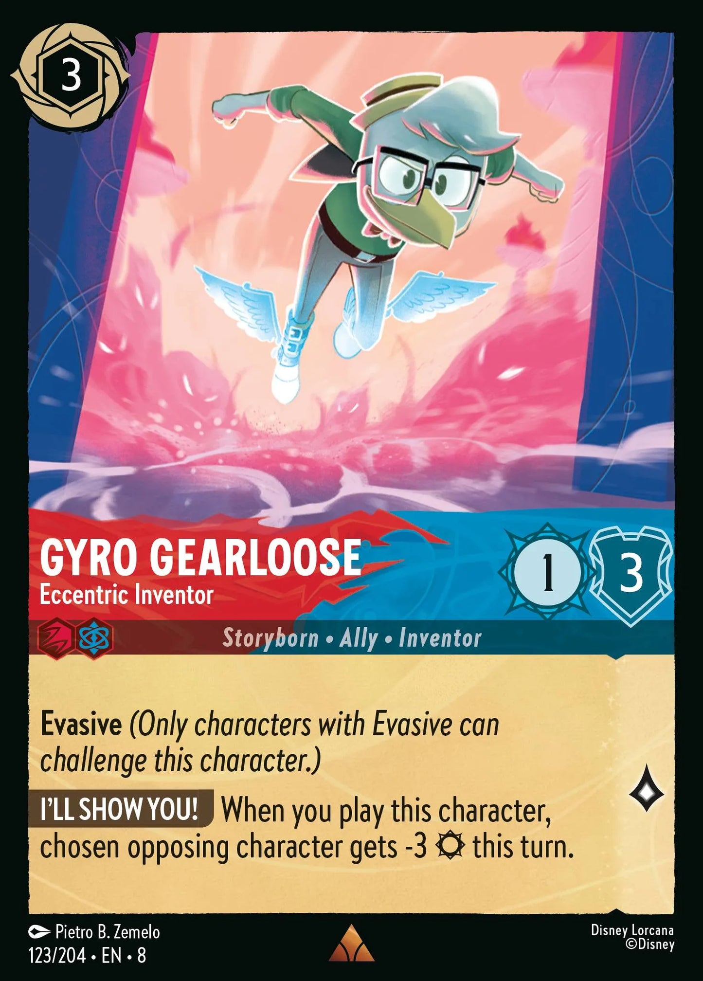 (123/204) Lorcana Reign of Jafar Single: Gyro Gearloose - Eccentric Inventor Holo Rare