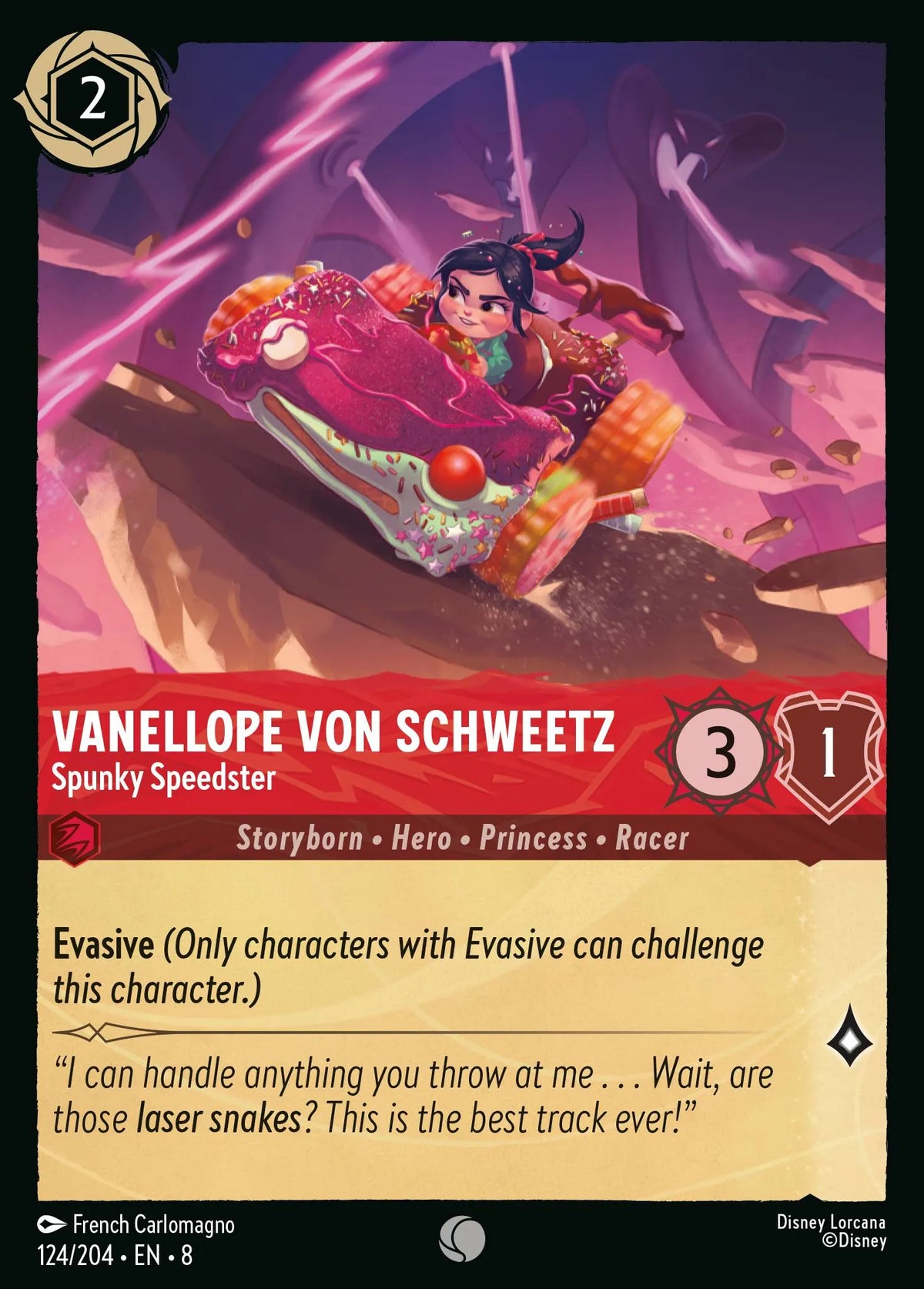 (124/204) Lorcana Reign of Jafar Single: Vanellope Von Schweetz - Spunky Speedster Holo Common