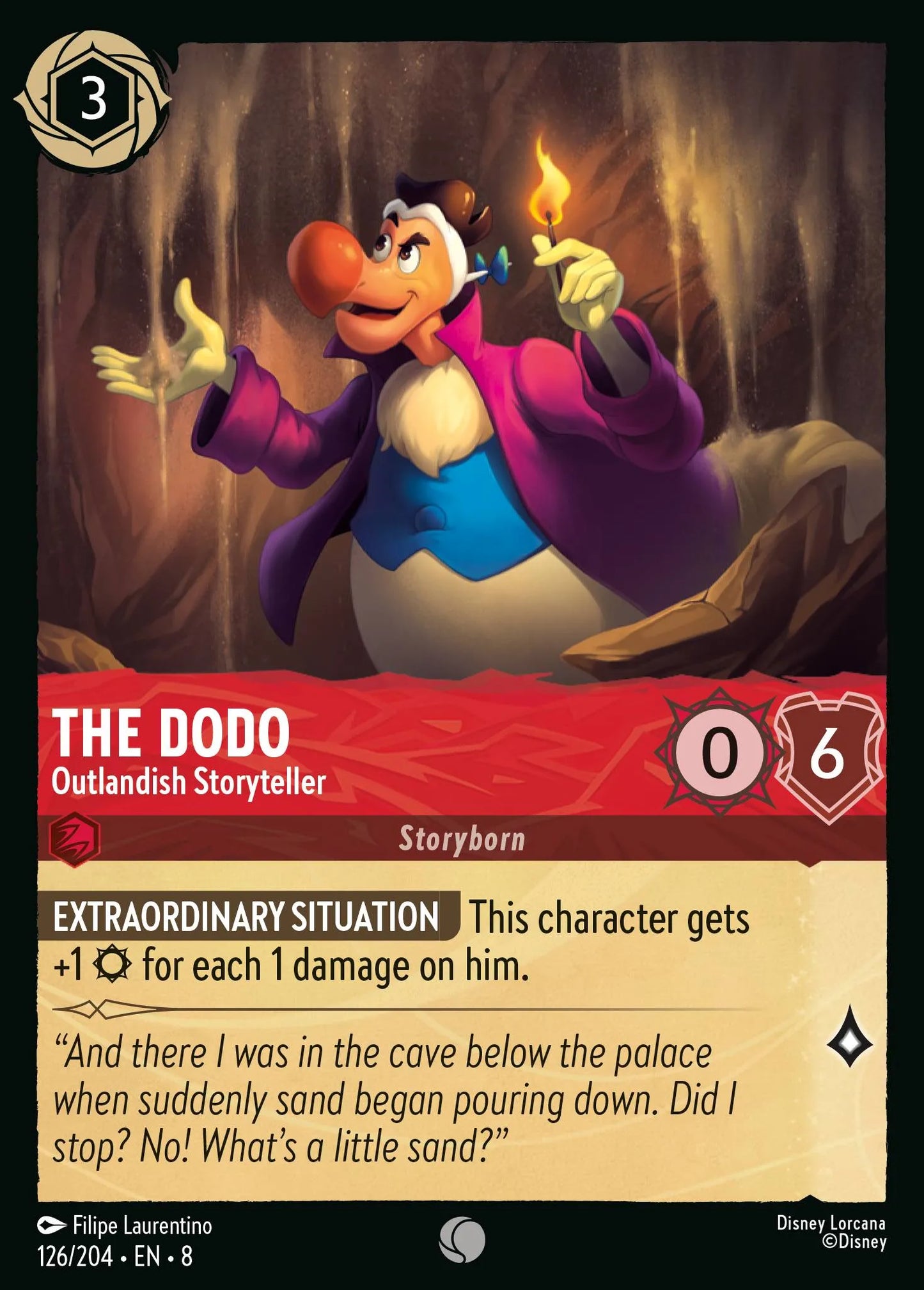 (126/204) Lorcana Reign of Jafar Single: The Dodo - Outlandish Storyteller Holo Common