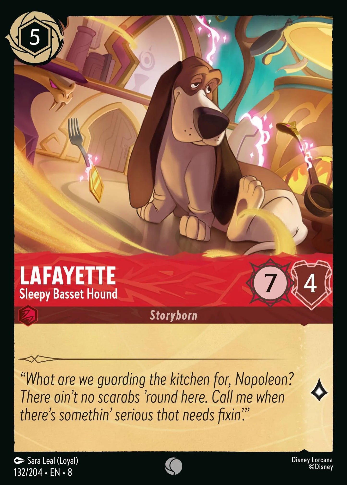 (132/204) Lorcana Reign of Jafar Single: Lafayette - Sleepy Basset Hound  Common