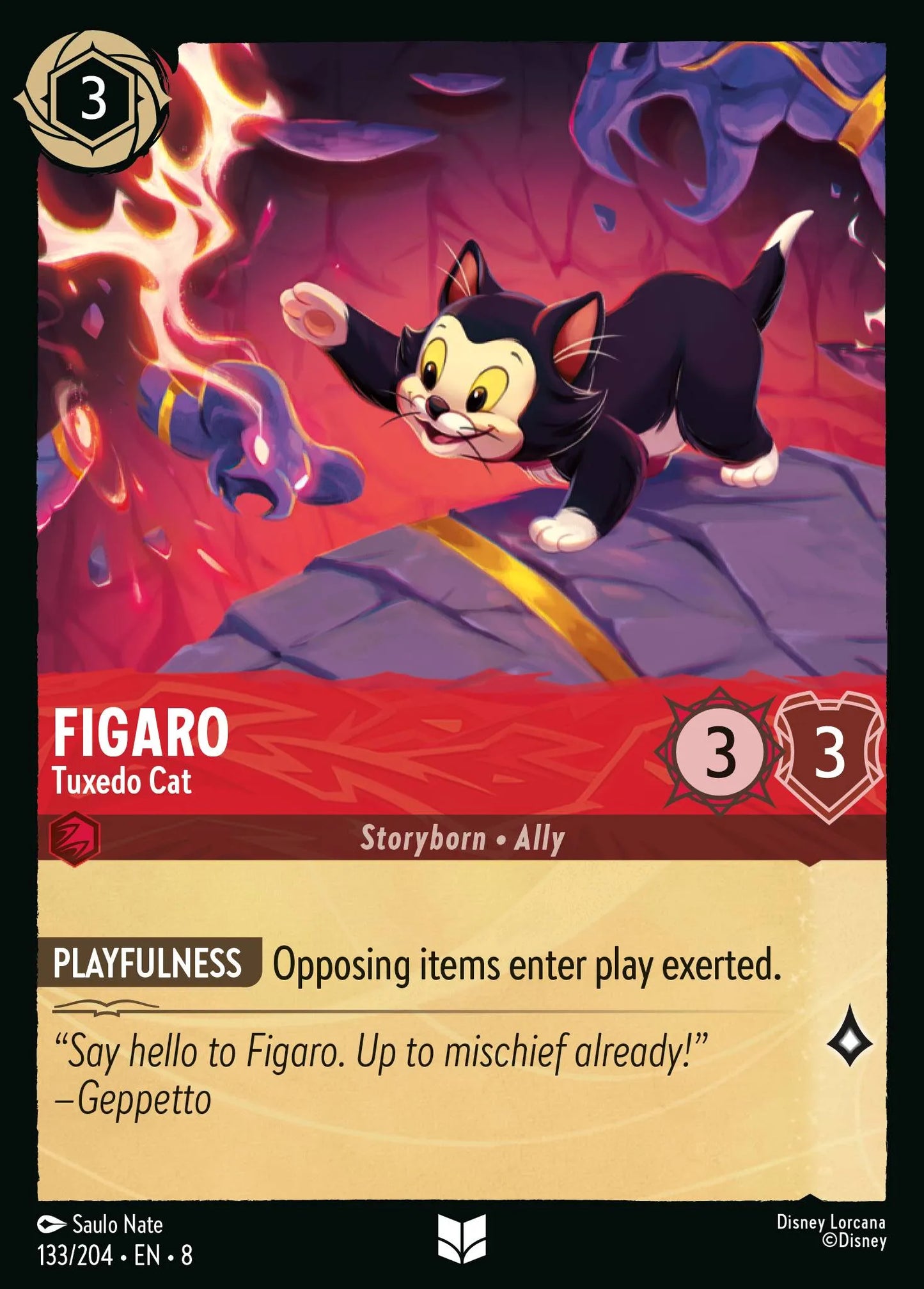 (133/204) Lorcana Reign of Jafar Single: Figaro - Tuxedo Cat  Uncommon