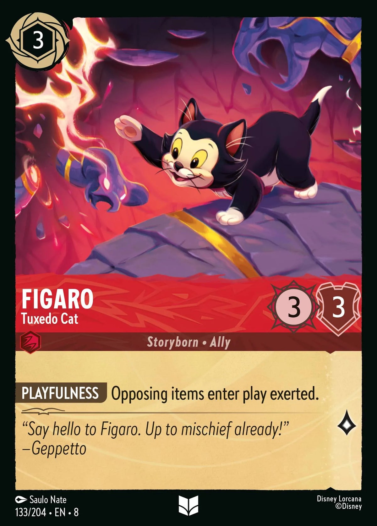 (133/204) Lorcana Reign of Jafar Single: Figaro - Tuxedo Cat Holo Uncommon
