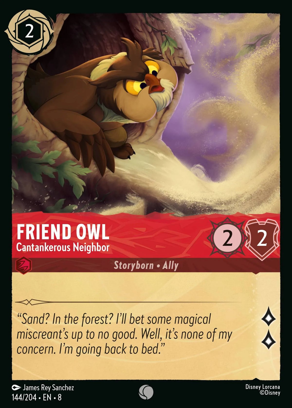 (144/204) Lorcana Reign of Jafar Single: Friend Owl - Cantankerous Neighbor  Common