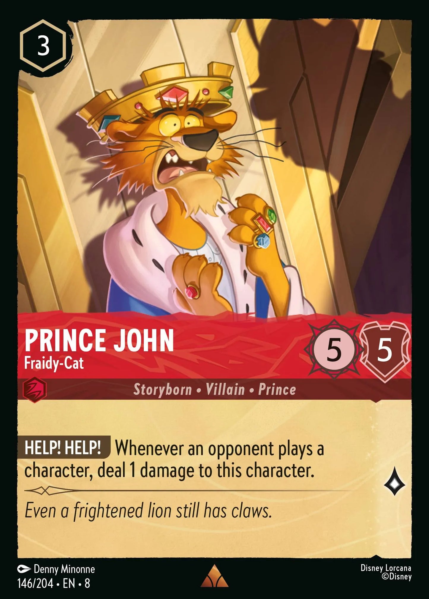 (146/204) Lorcana Reign of Jafar Single: Prince John - Fraidy-Cat Holo Rare