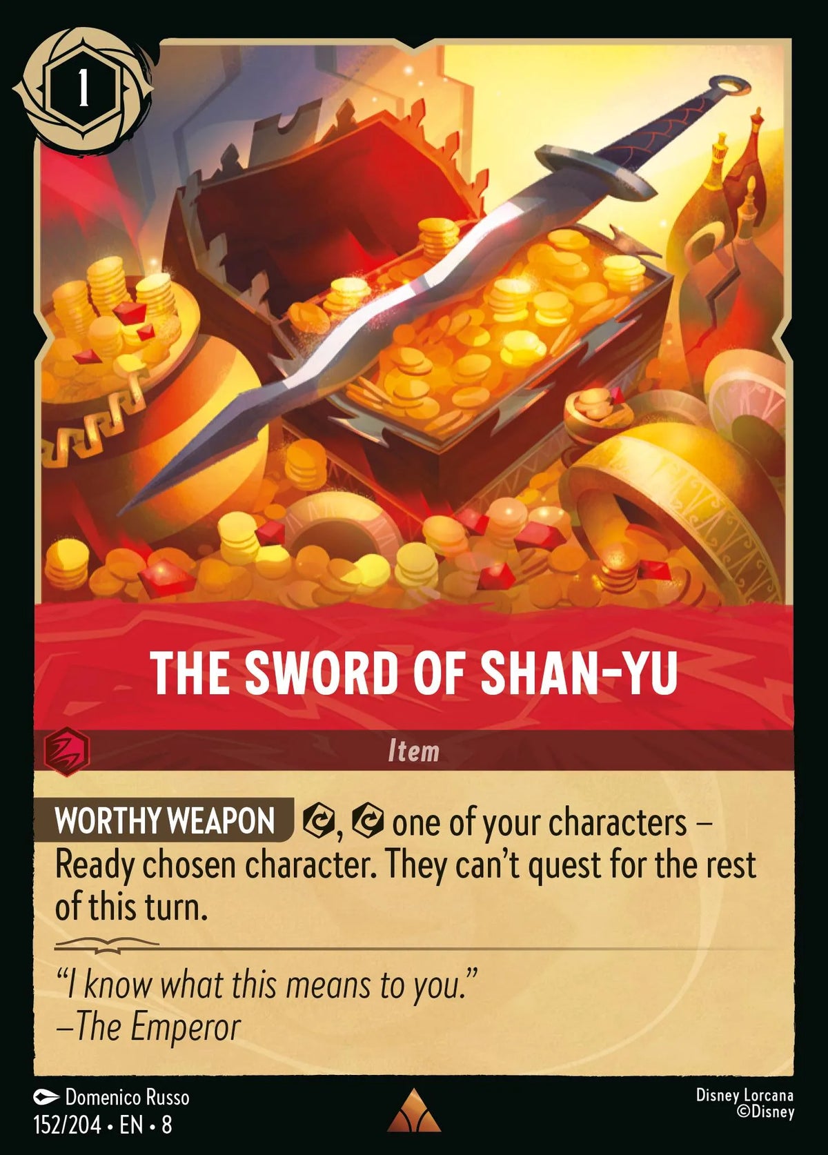 (152/204) Lorcana Reign of Jafar Single: The Sword of Shan-Yu (V.1)  Rare