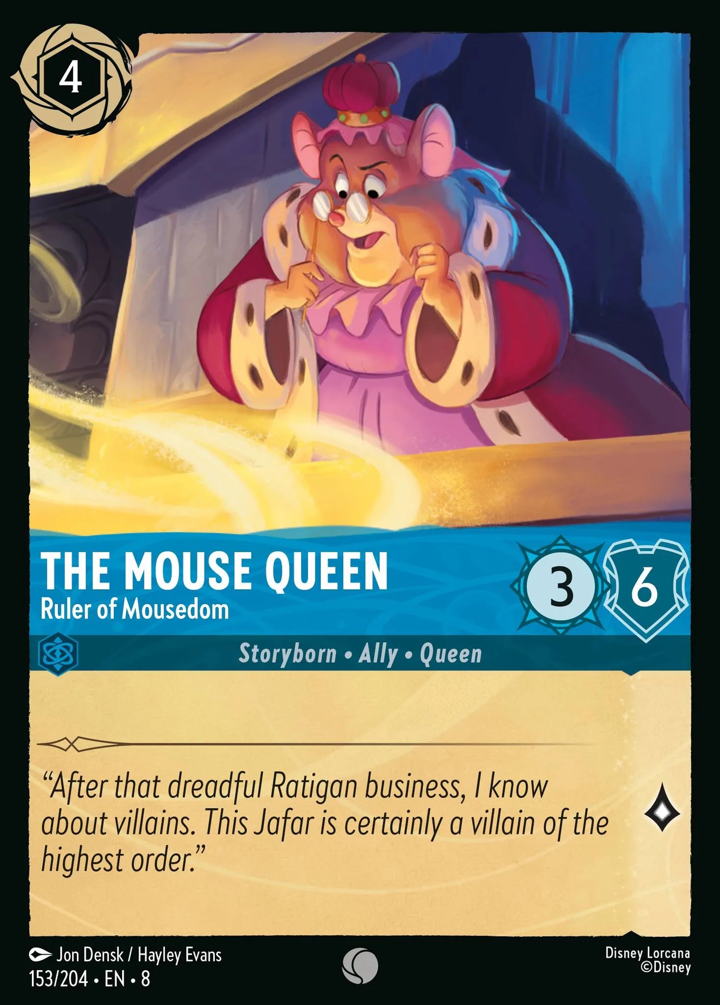 (153/204) Lorcana Reign of Jafar Single: The Mouse Queen - Ruler of Mousedom Holo Common
