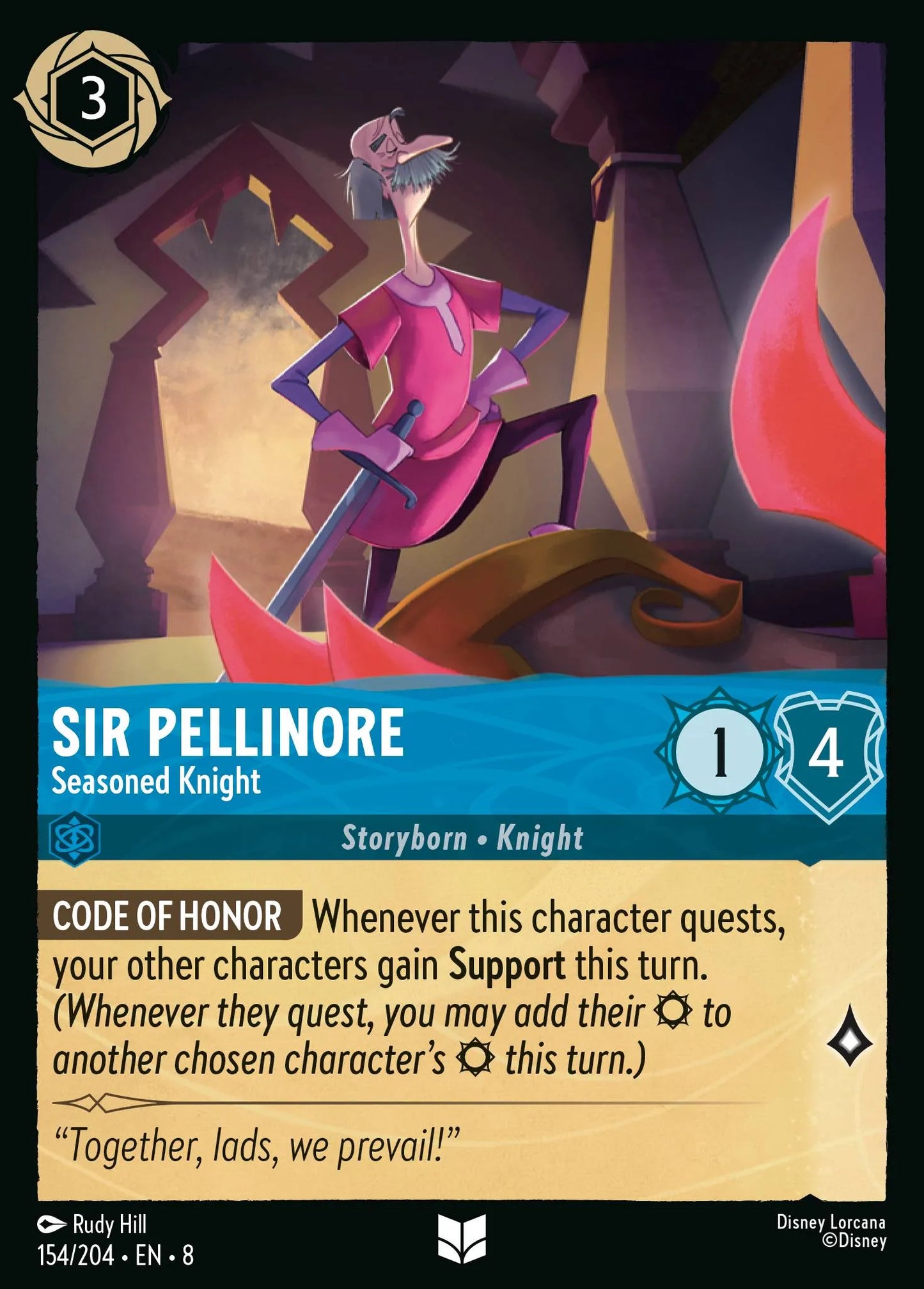 (154/204) Lorcana Reign of Jafar Single: Sir Pellinore - Seasoned Knight Holo Uncommon