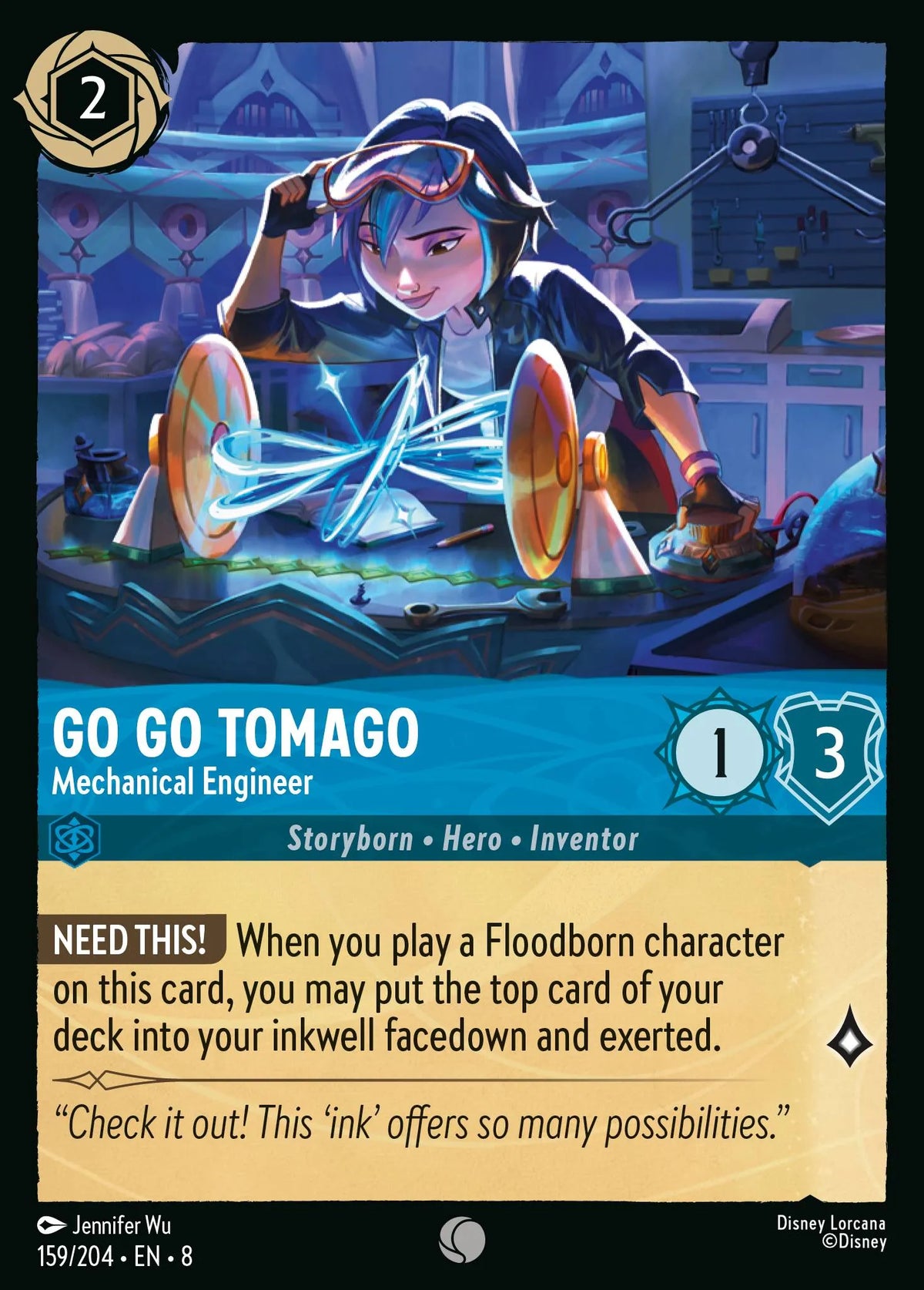 (159/204) Lorcana Reign of Jafar Single: Go Go Tomago - Mechanical Engineer  Common