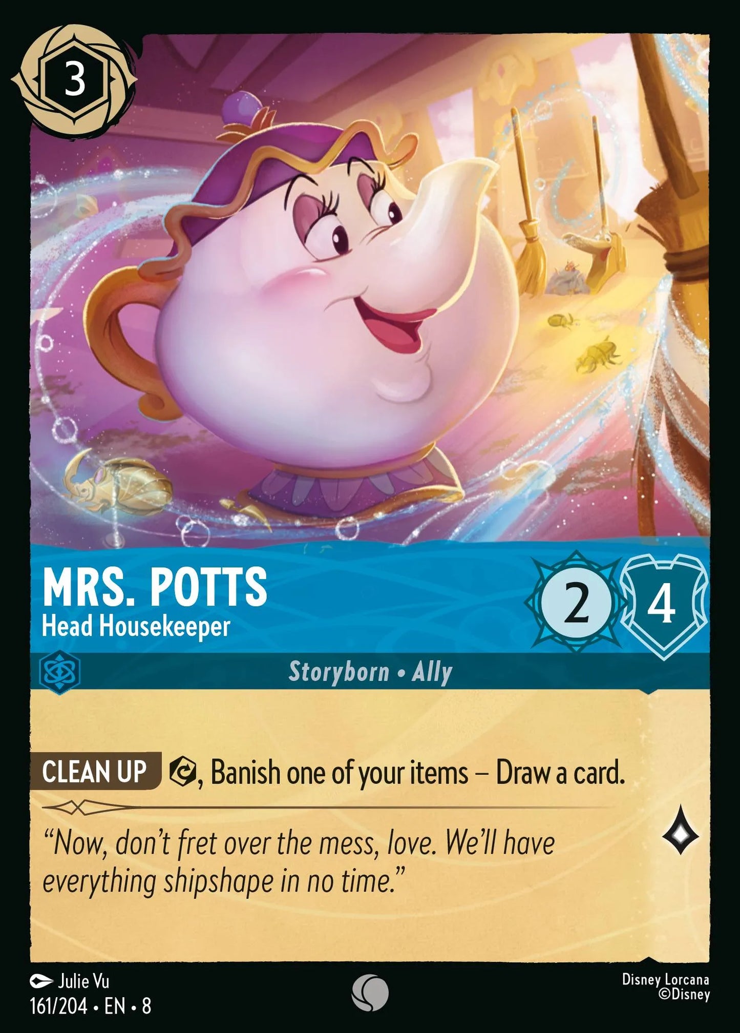 (161/204) Lorcana Reign of Jafar Single: Mrs. Potts - Head Housekeeper Holo Common