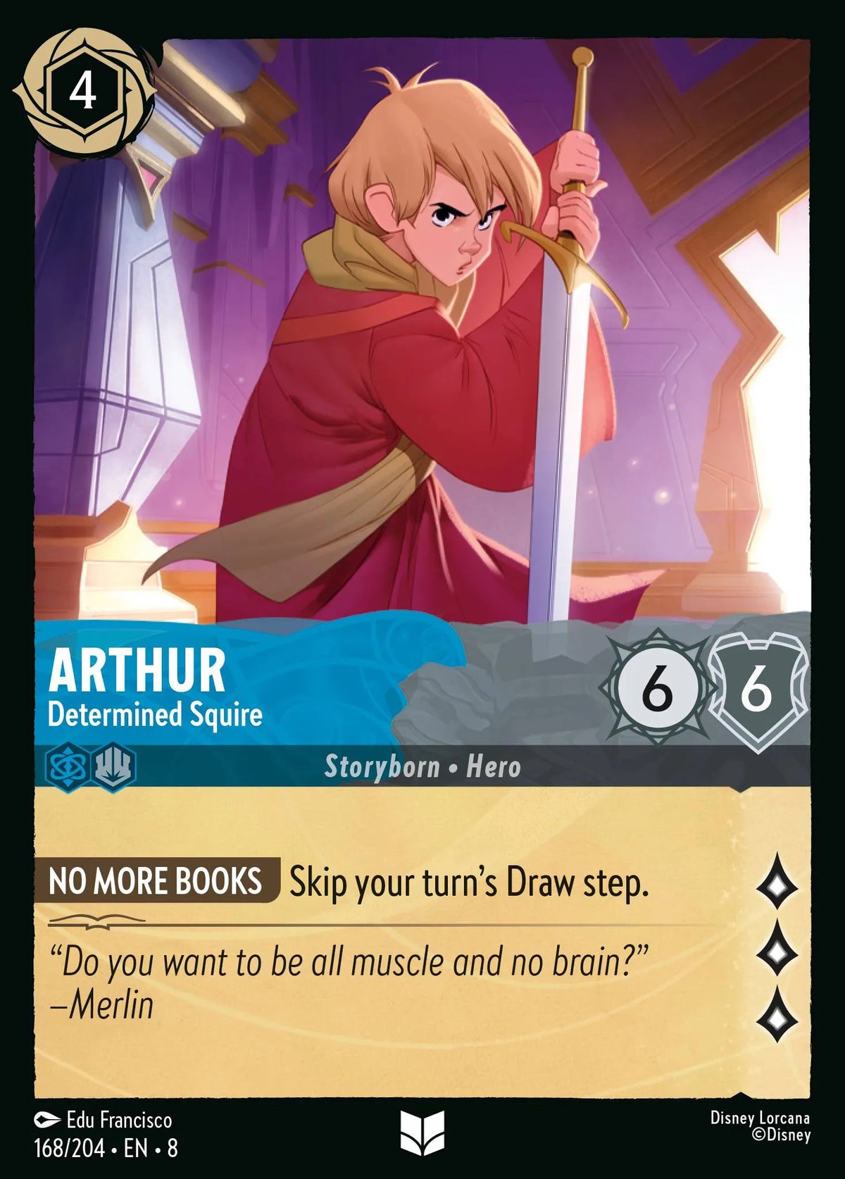 (168/204) Lorcana Reign of Jafar Single: Arthur - Determined Squire  Uncommon