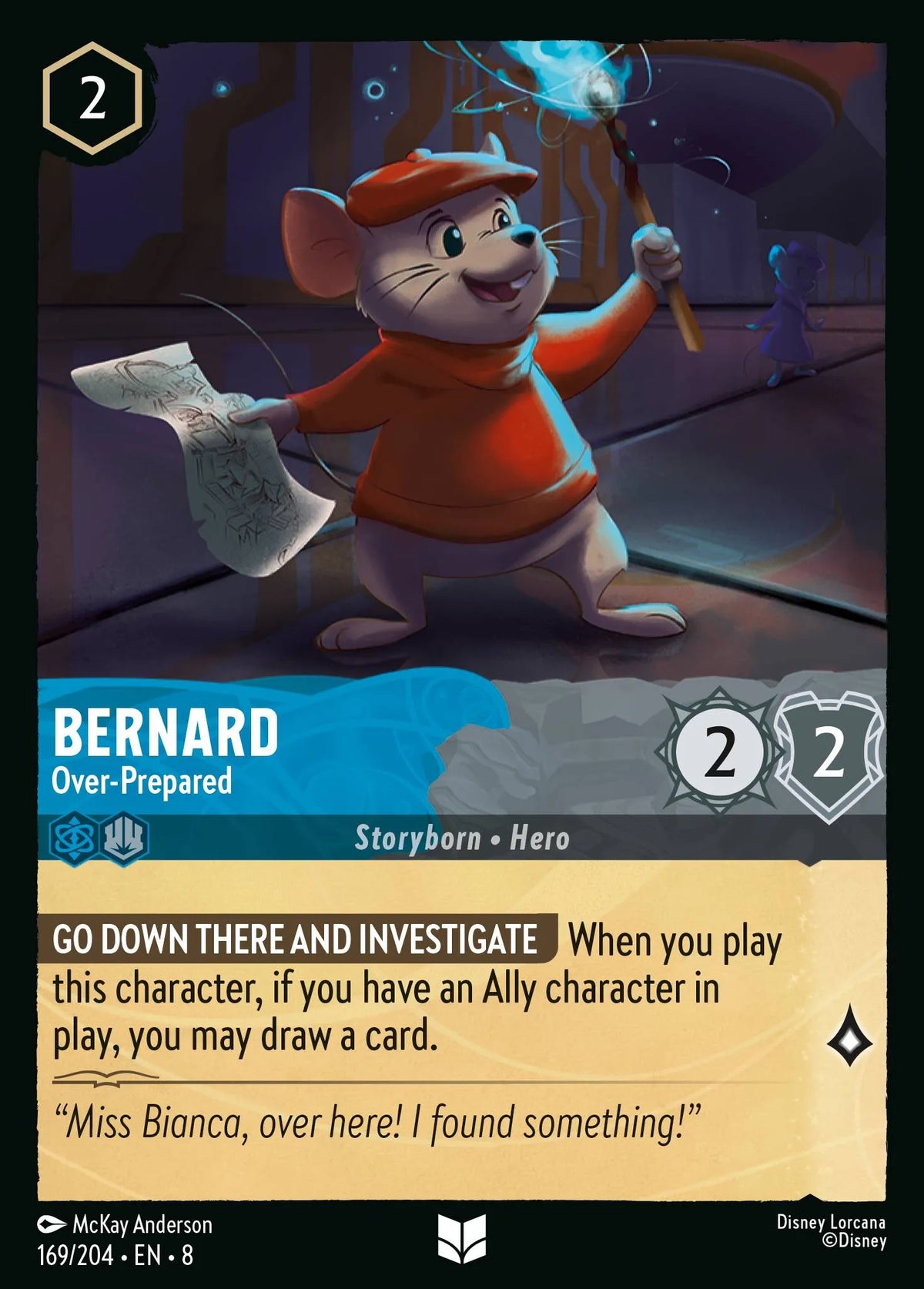 (169/204) Lorcana Reign of Jafar Single: Bernard - Over-Prepared  Uncommon