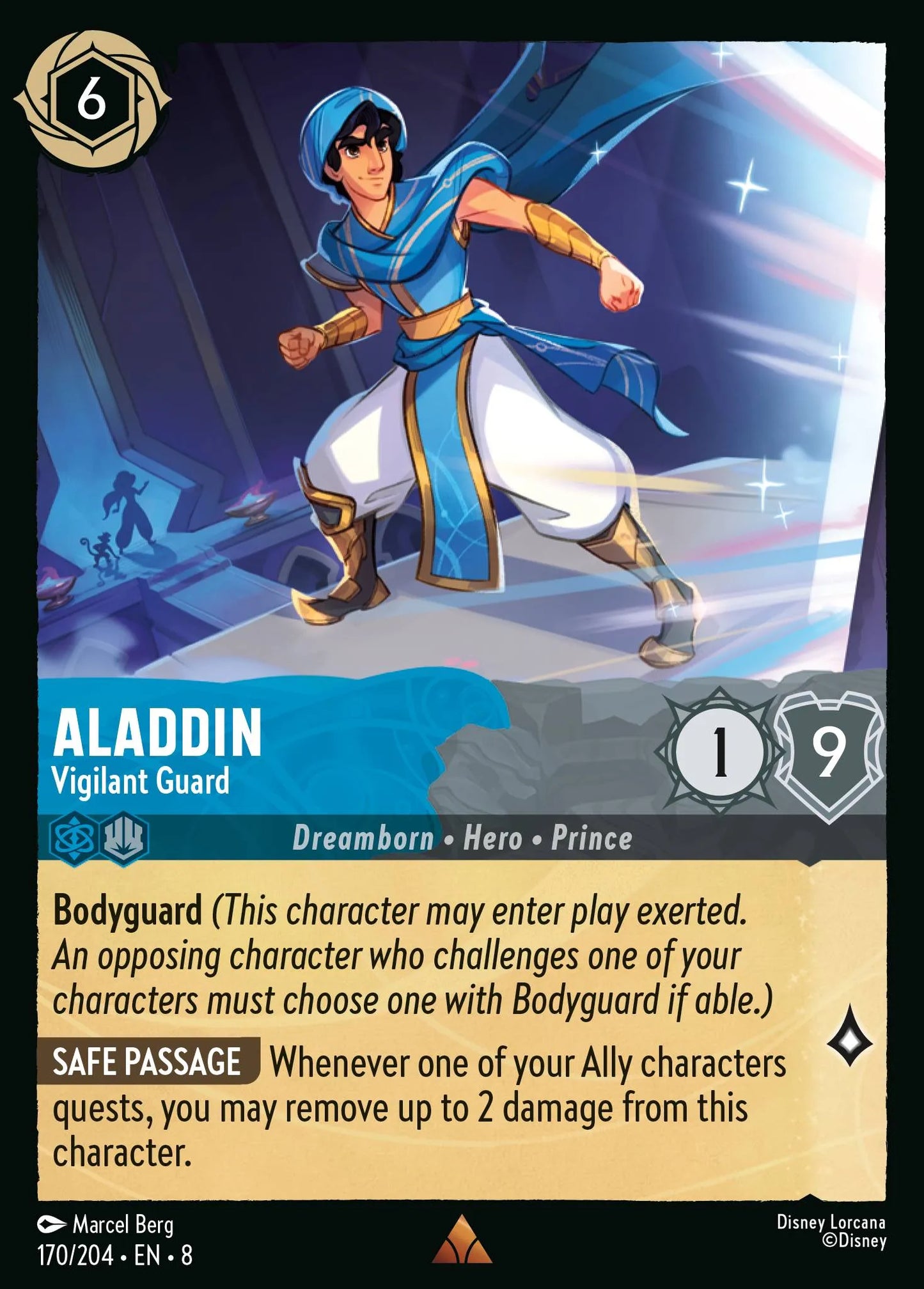 (170/204) Lorcana Reign of Jafar Single: Aladdin - Vigilant Guard  Rare