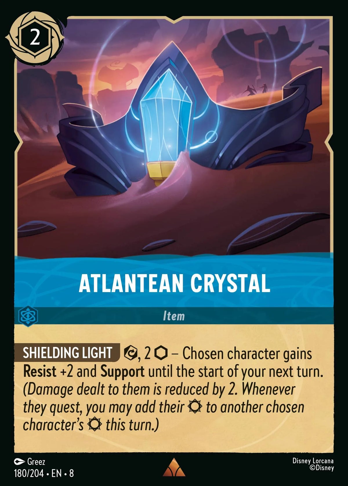 (180/204) Lorcana Reign of Jafar Single: Atlantean Crystal Holo Rare