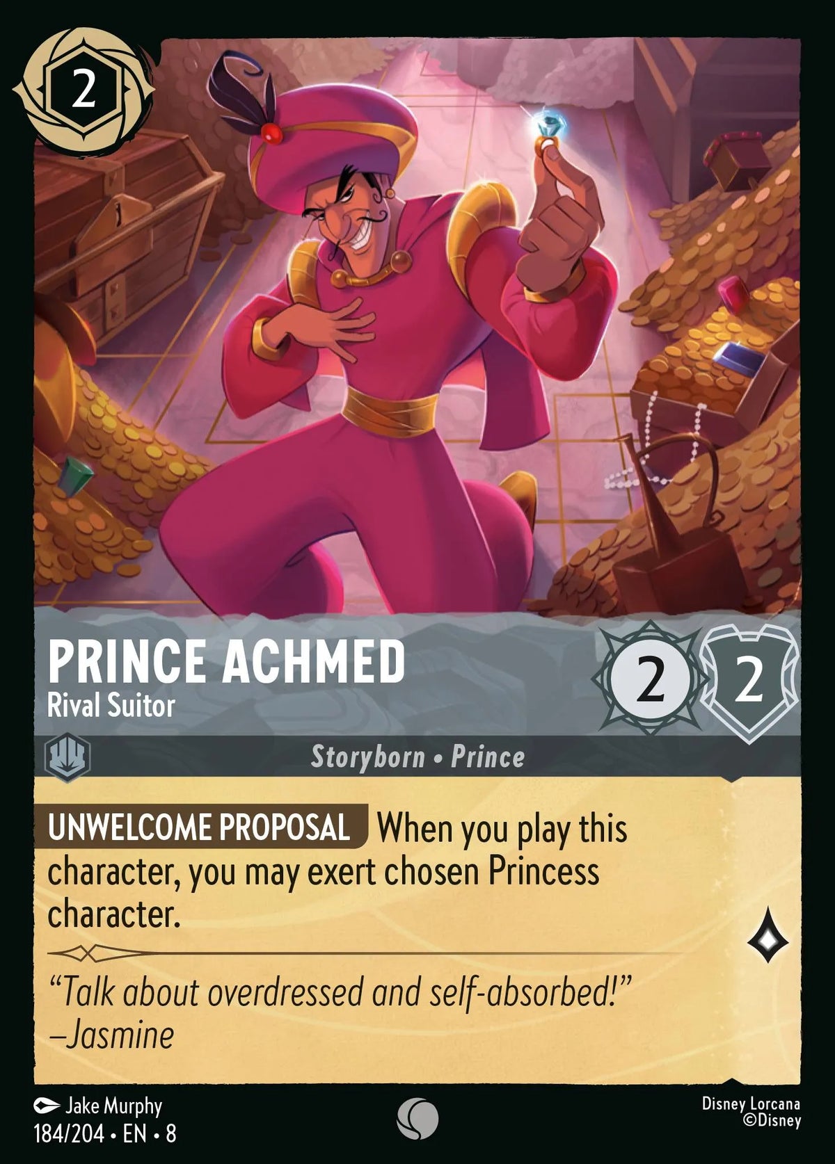 (184/204) Lorcana Reign of Jafar Single: Prince Achmed - Rival Suitor Holo Common
