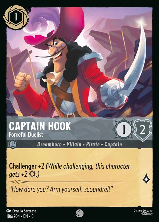 (186/204) Lorcana Reign of Jafar Single: Captain Hook - Forceful Duelist  Common