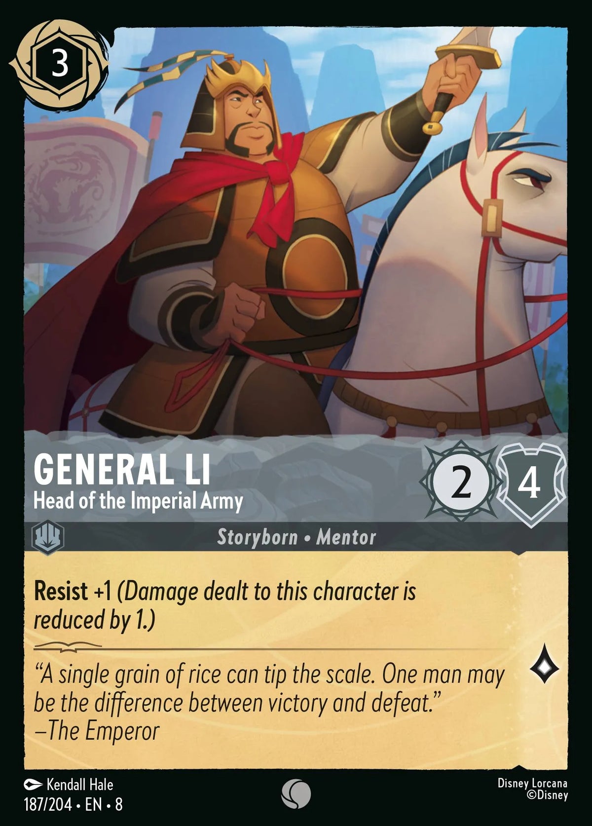 (187/204) Lorcana Reign of Jafar Single: General Li - Head of the Imperial Army Holo Common