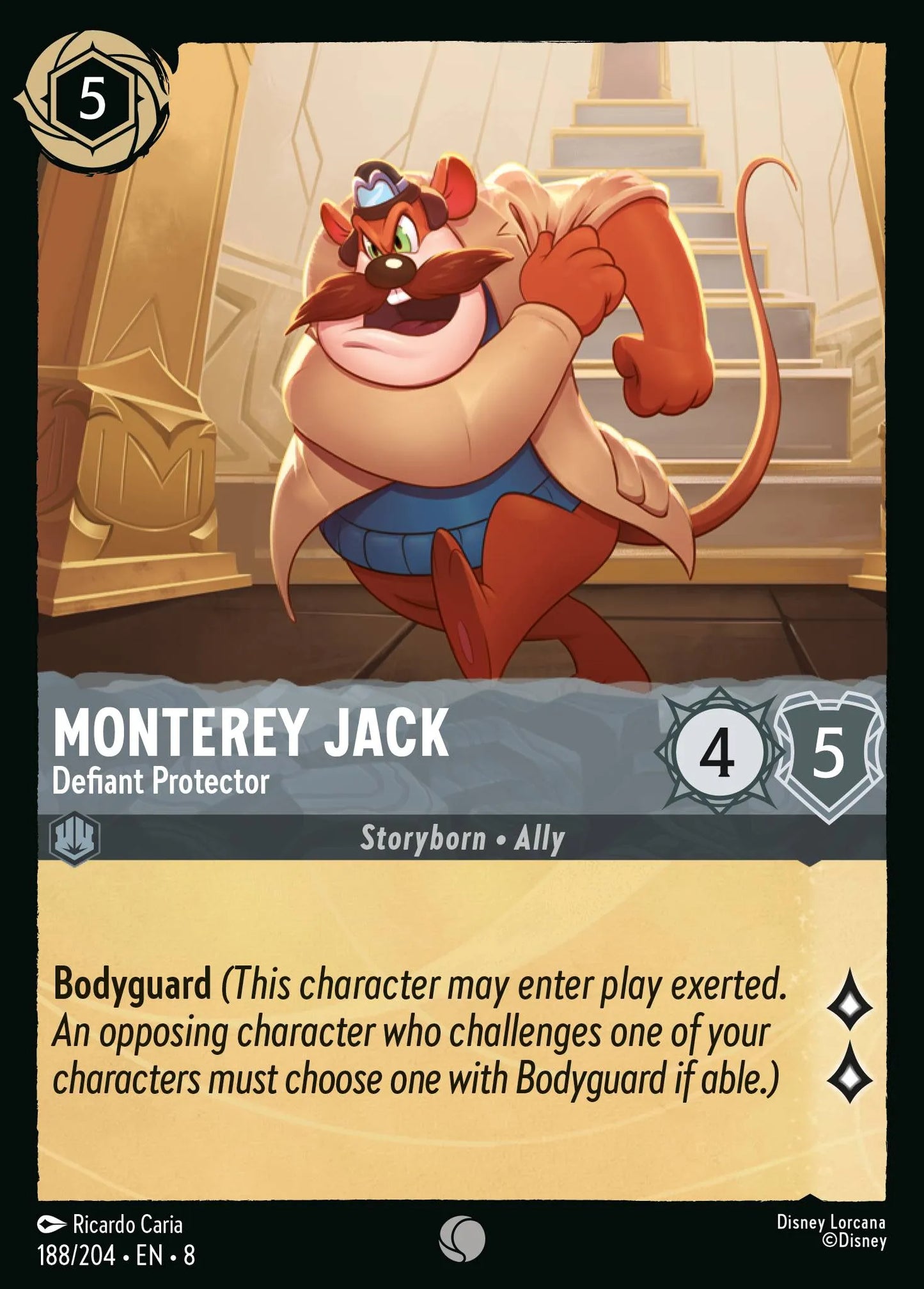 (188/204) Lorcana Reign of Jafar Single: Monterey Jack - Defiant Protector Holo Common