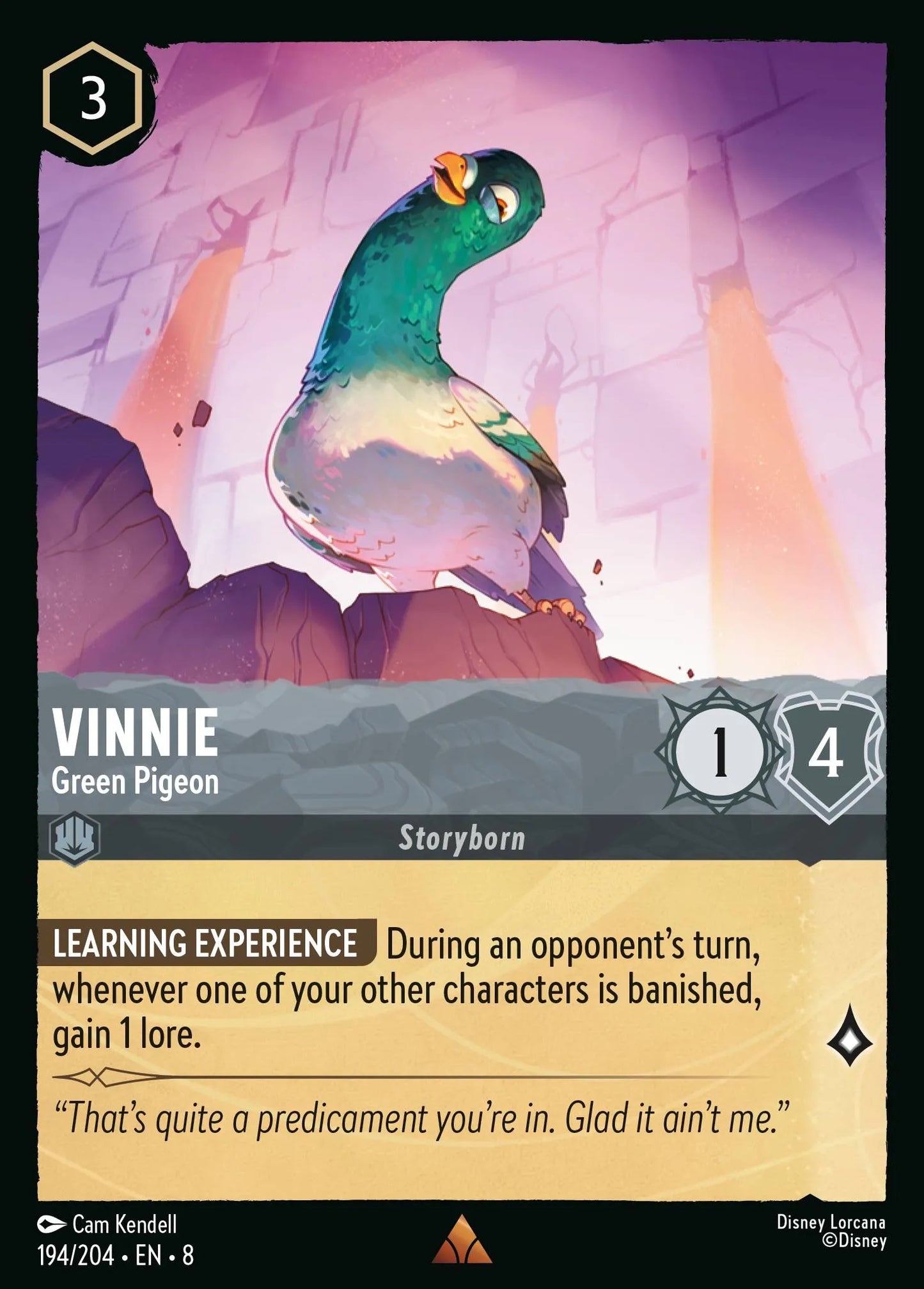 (194/204) Lorcana Reign of Jafar Single: Vinnie - Green Pigeon  Rare