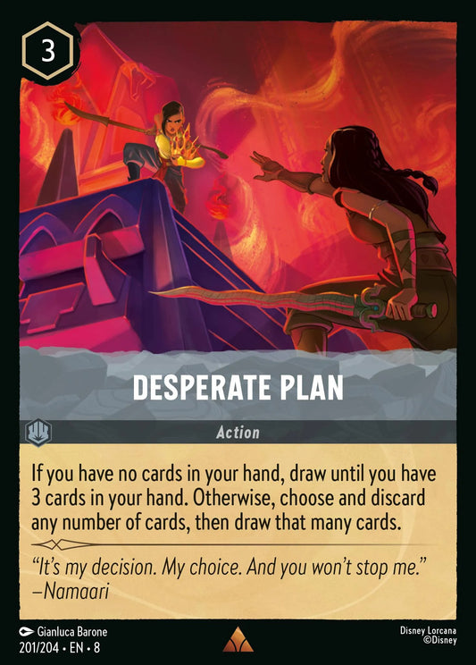 (201/204) Lorcana Reign of Jafar Single: Desperate Plan (V.1) Holo Rare