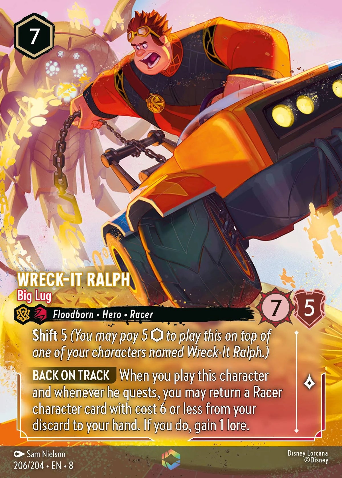(206/204) Lorcana Reign of Jafar Single: Wreck-It Ralph - Big Lug (V.2) Holo Enchanted