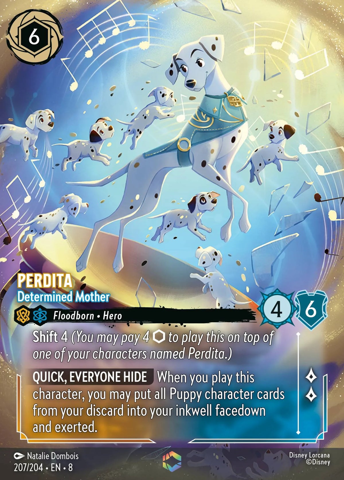 (207/204) Lorcana Reign of Jafar Single: Perdita - Determined Mother (V.2)  Enchanted