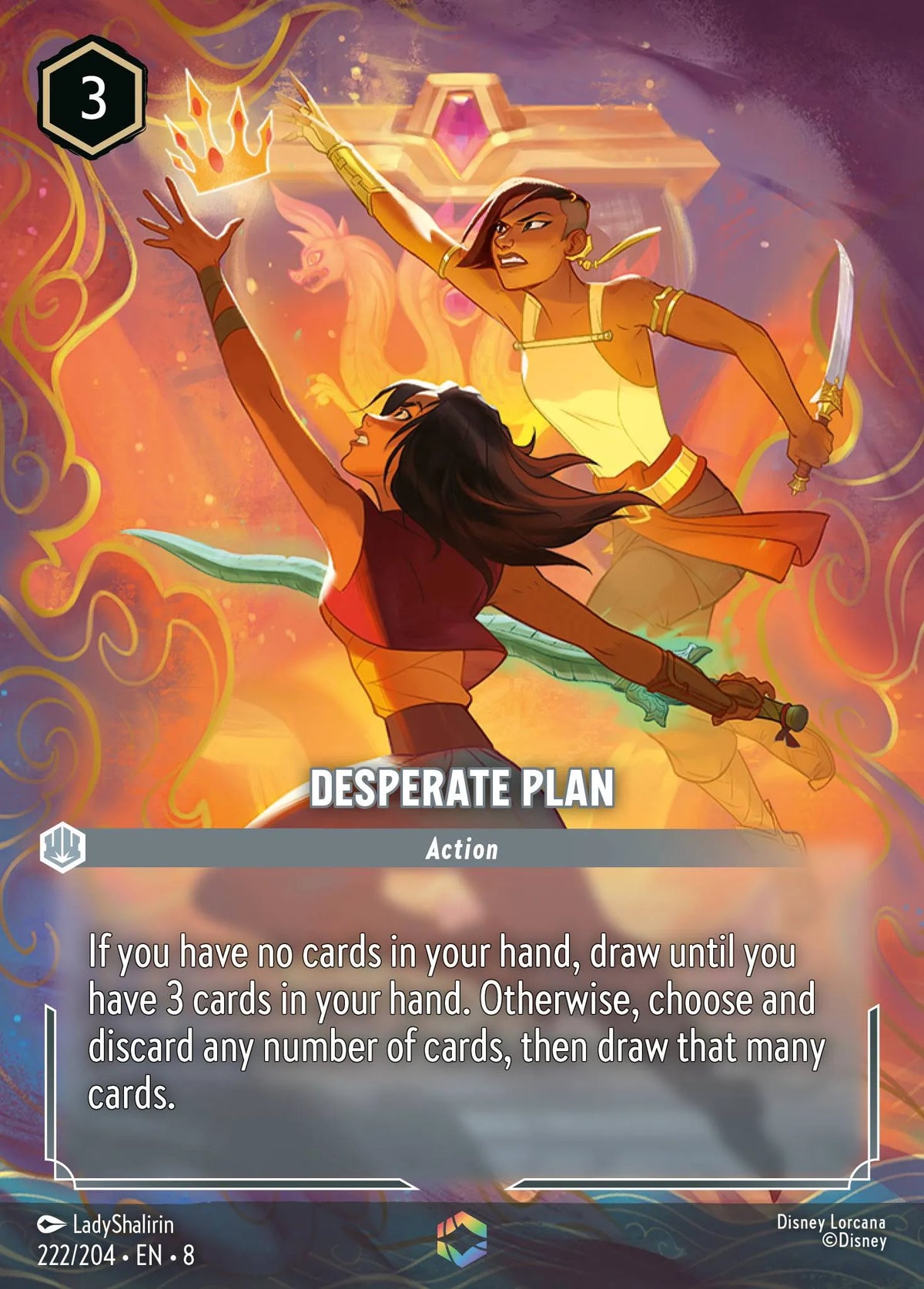 (222/204) Lorcana Reign of Jafar Single: Desperate Plan (V.2) Holo Enchanted