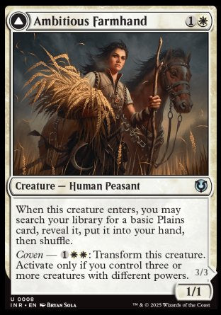(008) Magic The Gathering Innistrad Remastered Single: Ambitious Farmhand // Seasoned Cathar Holo Uncommon