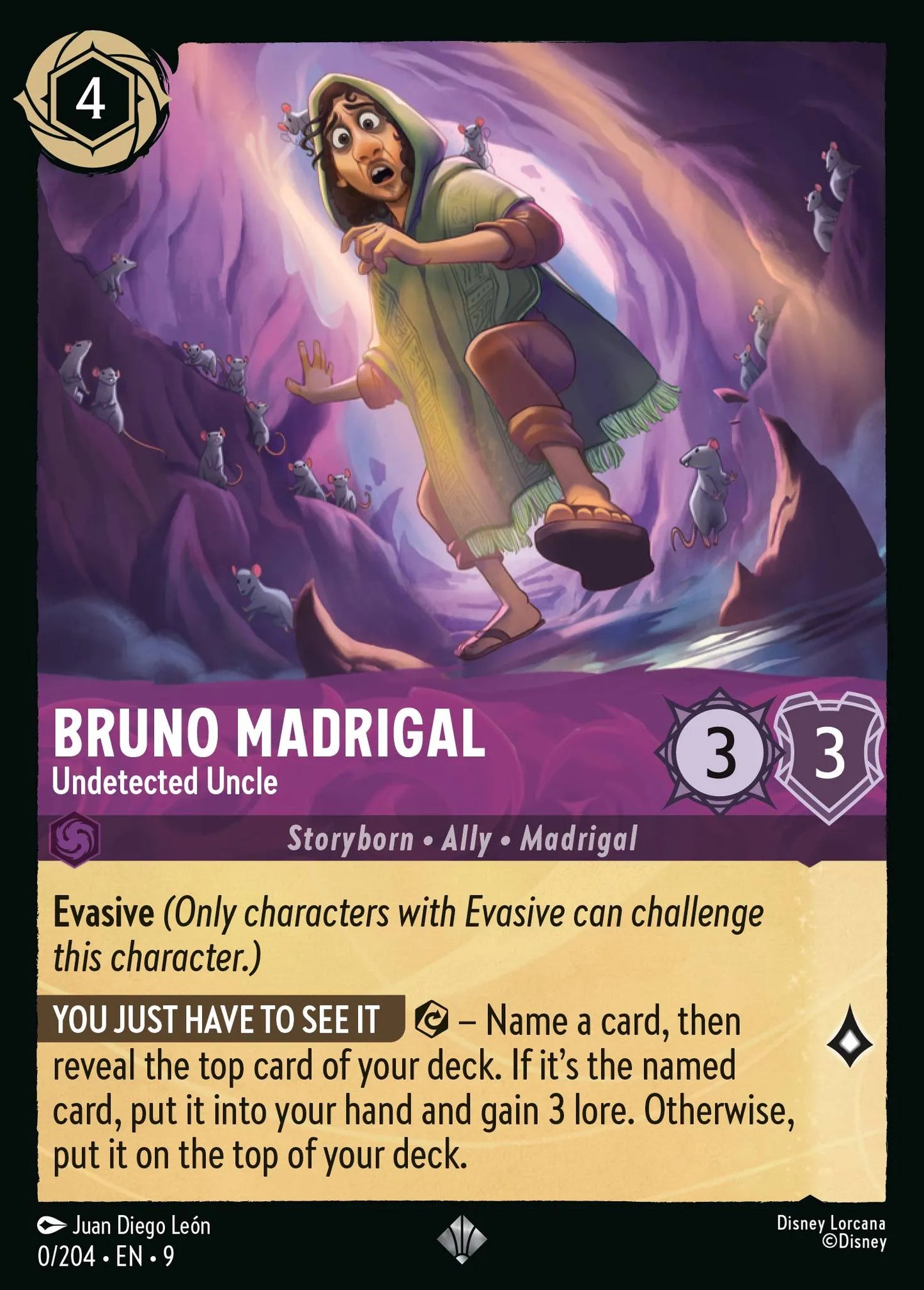 (000/204) Lorcana Fabled Single: Bruno Madrigal - Undetected Uncle Holo Super Rare
