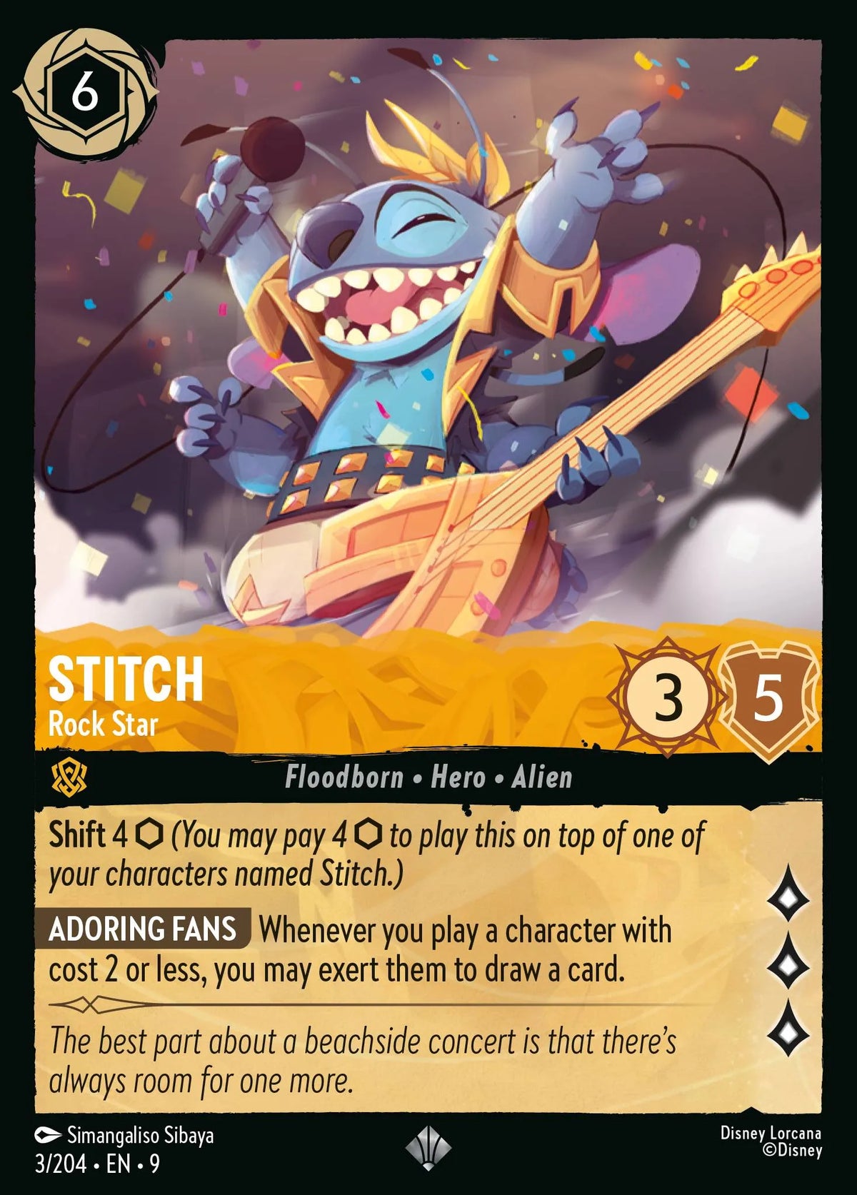 (003/204) Lorcana Fabled Single: Stitch - Rock Star  Super Rare